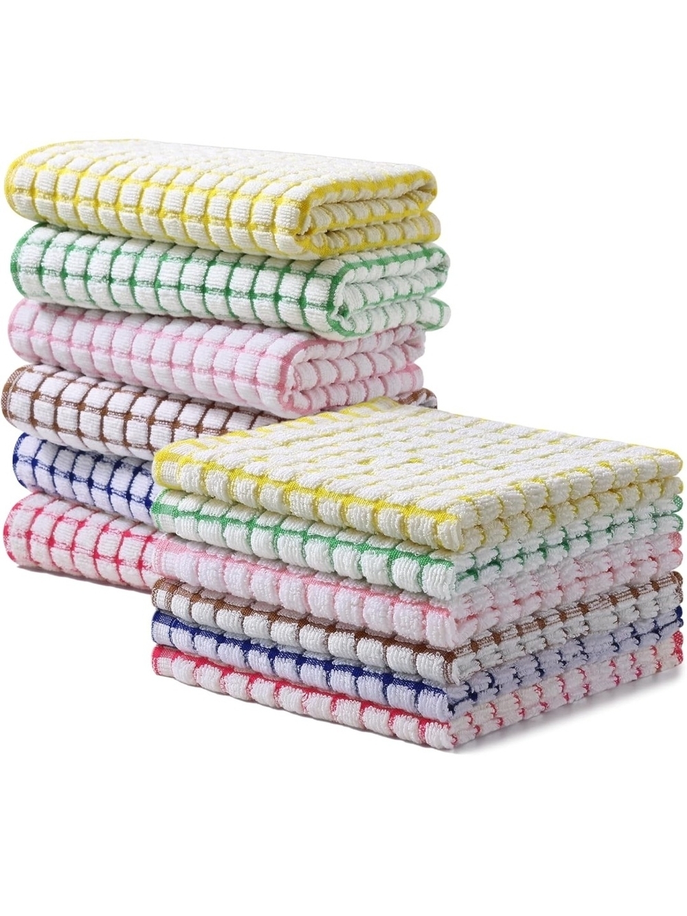 Kitchen & Bath Checkered Cotton Dishcloths - Assorted Pastel Colors